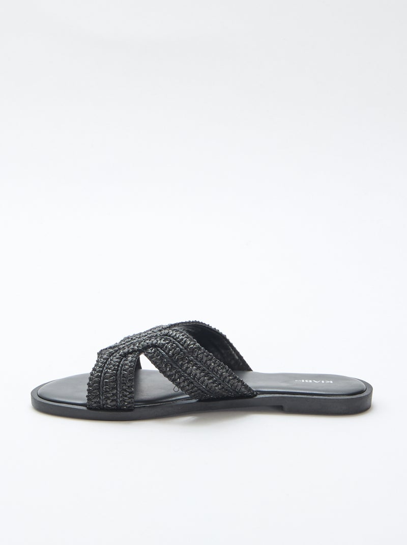 Paire de mules en brides de paille Noir - Kiabi