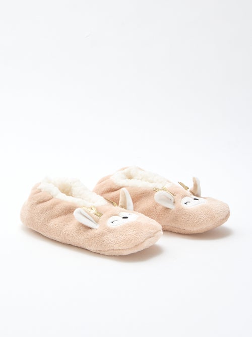 Paire de pantoufles fourrée fantaisie - Kiabi