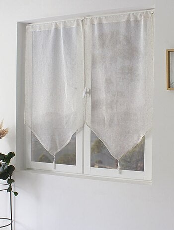 Paire de petits rideaux aspect lin finition pointe