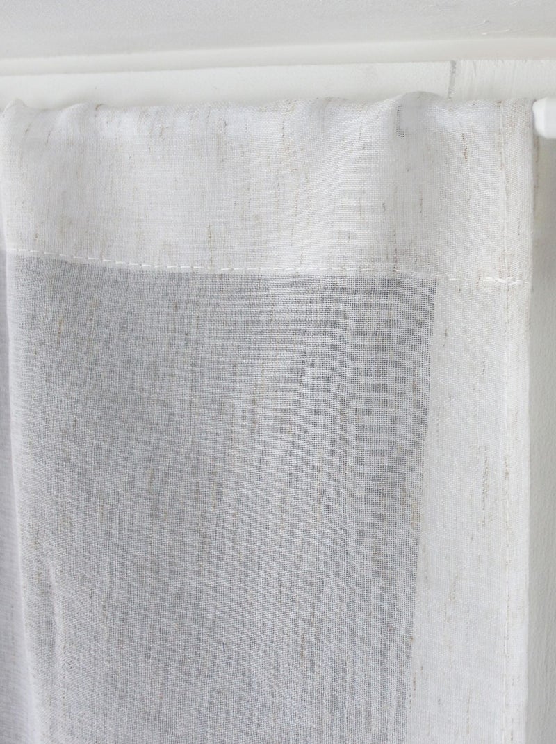 Paire de petits rideaux aspect lin finition pointe Blanc - Kiabi