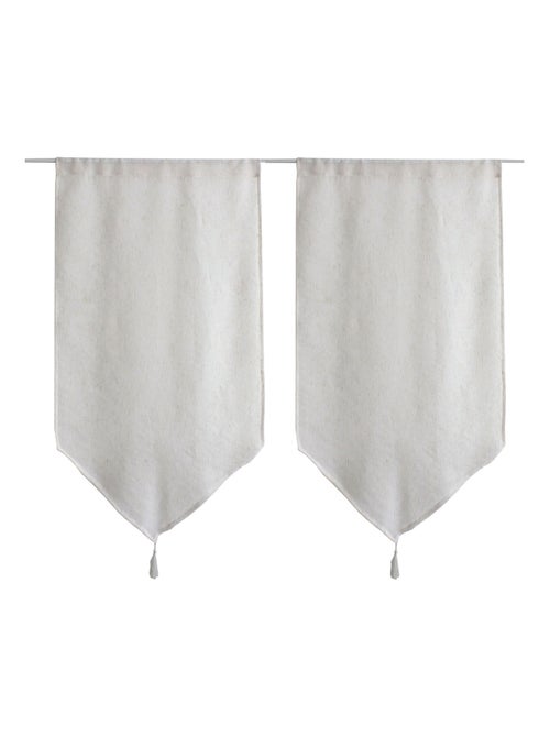 Paire de petits rideaux aspect lin finition pointe - Kiabi