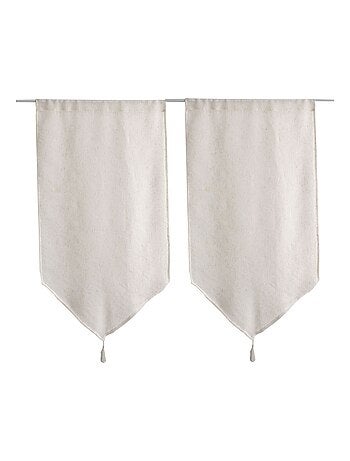Paire de petits rideaux aspect lin finition pointe