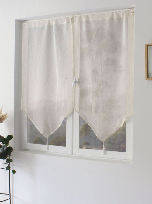 Paire de petits rideaux aspect lin finition pointe - Kiabi