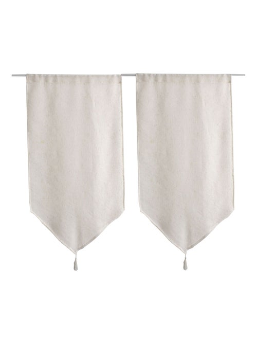 Paire de petits rideaux aspect lin finition pointe - Kiabi