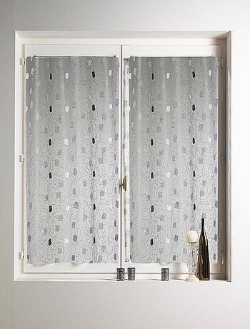 Paire de petits rideaux droit Jacquard brodés 'Carrés'