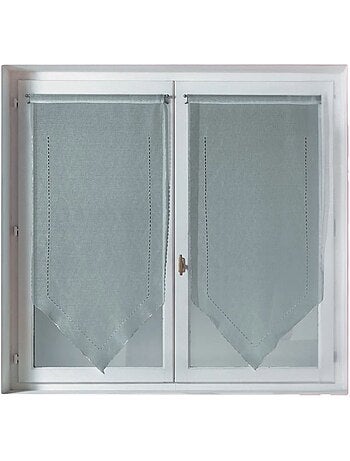 Paire de petits rideaux en pointe ajourés brodés