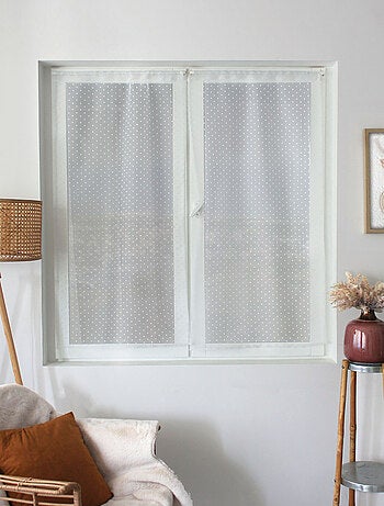 Paire de petits vitrages à plumetis en organza