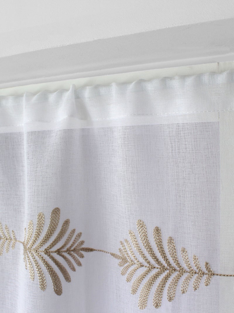 Paire de petits vitrages brodés feuillage Beige - Kiabi