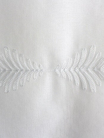 Paire de petits vitrages brodés feuillage