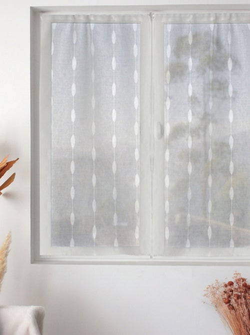 Paire de petits vitrages jacquard motif ovale - Kiabi