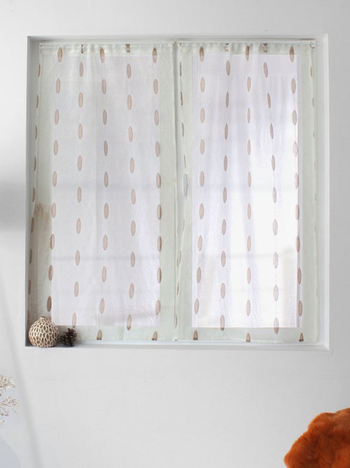 Paire de petits vitrages jacquard motif ovale - Kiabi