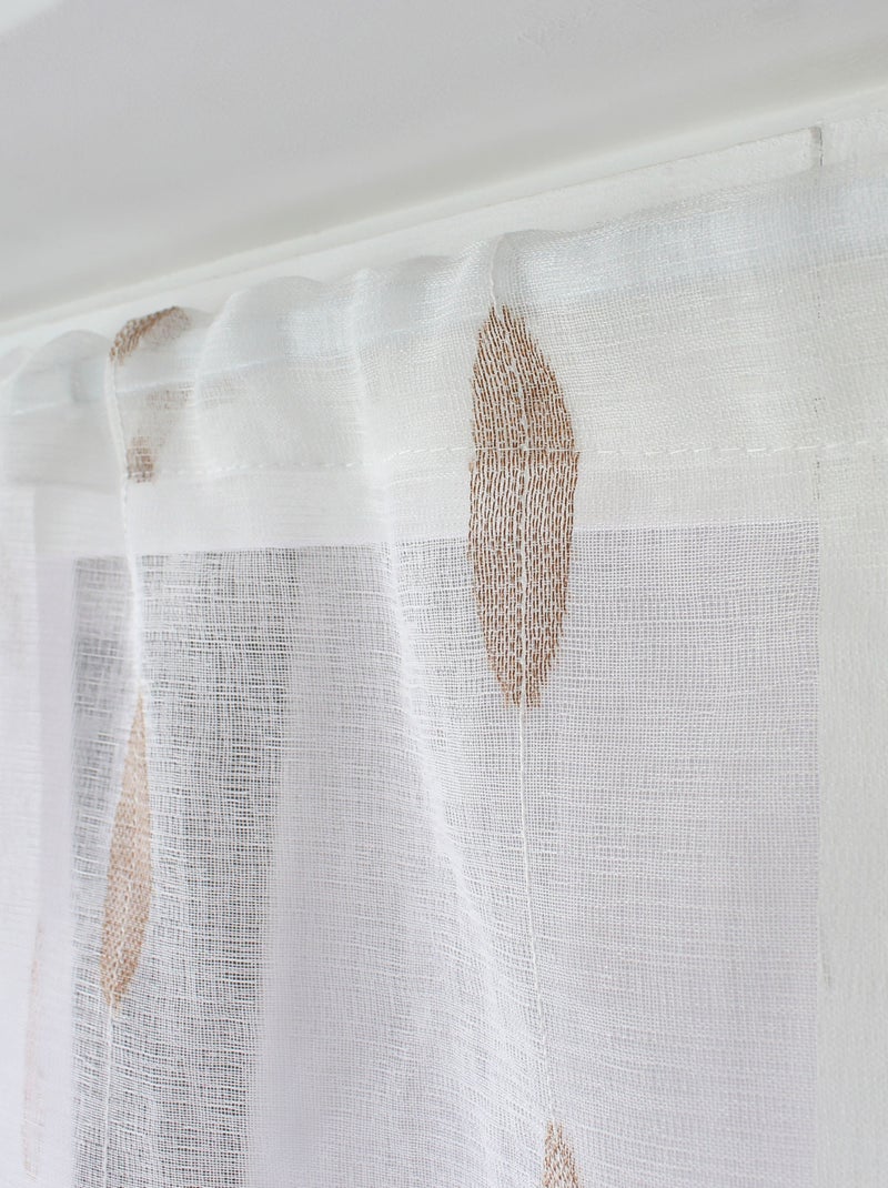 Paire de petits vitrages jacquard motif ovale Bois naturel - Kiabi