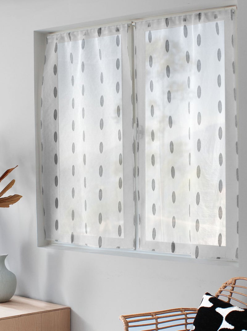Paire de petits vitrages jacquard motif ovale Noir - Kiabi