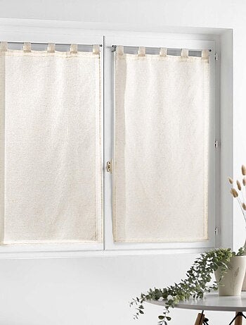 Paire de petits voilages - - Effet lin tissé