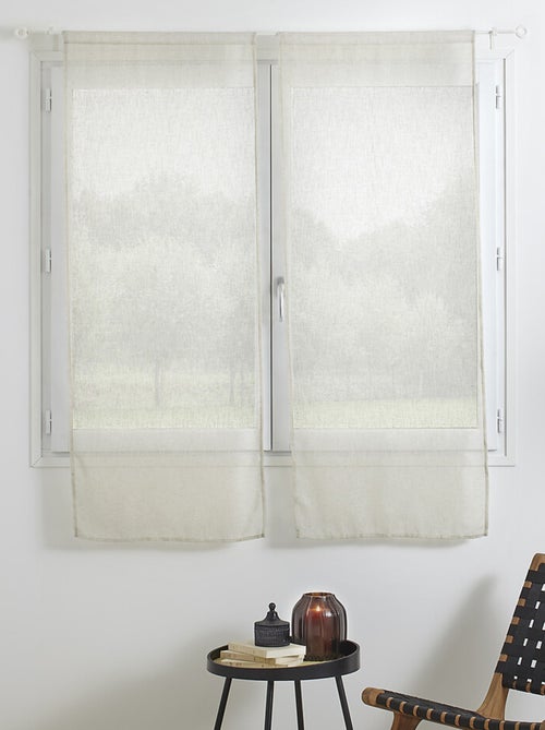 Paire de petits voilages  - Effet lin - Kiabi