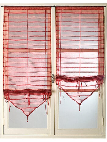 Paire de petits voilages ajustables à rubans