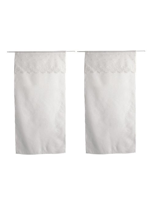 Paire de petits voilages avec top à volant brodé - Kiabi