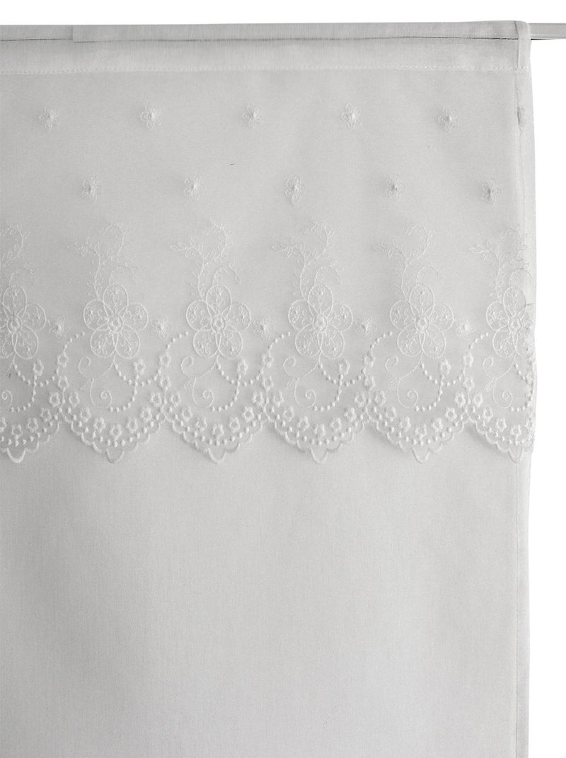 Paire de petits voilages avec top à volant brodé Blanc - Kiabi
