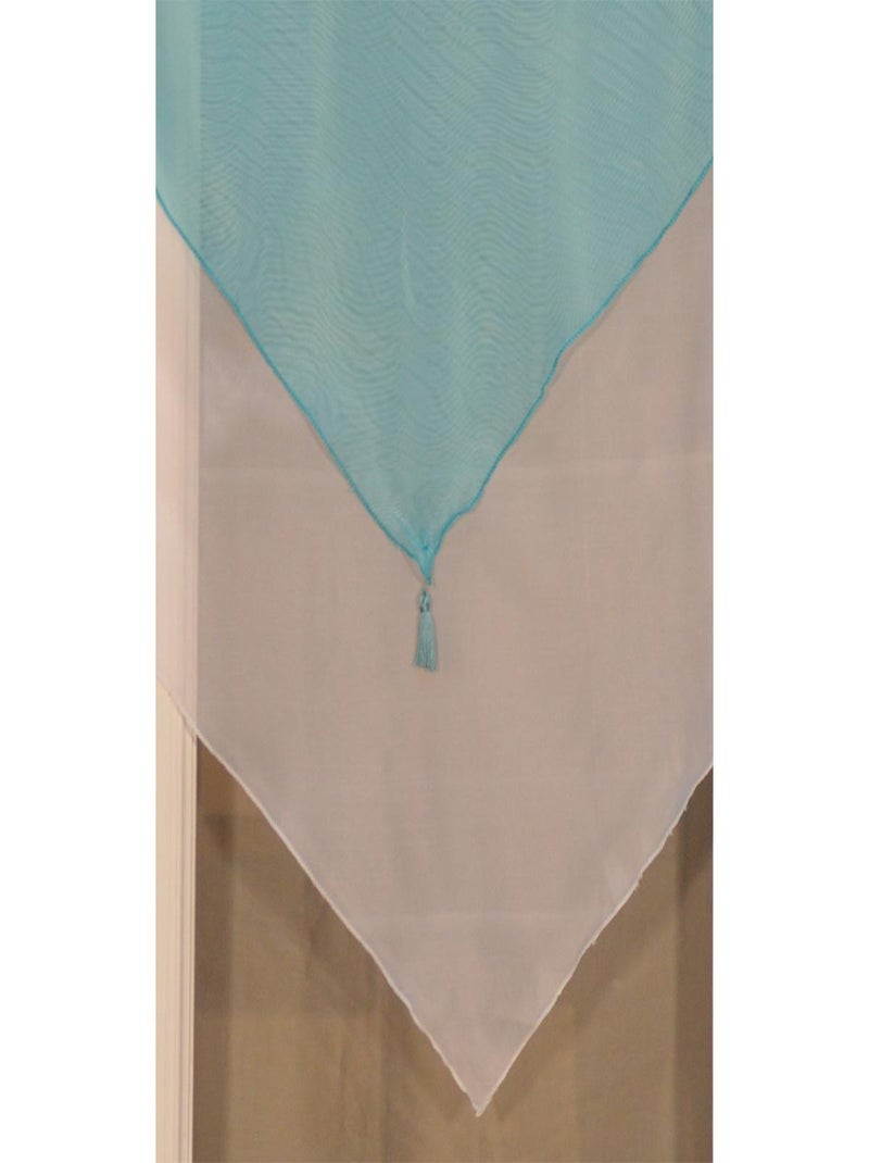 Paire de petits voilages bicolores à pompon Bleu - Kiabi