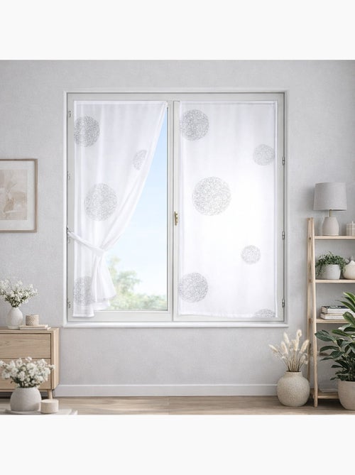 Paire de petits voilages blancs brodés ronds mêlés - Kiabi Paire de petits voilages blancs brodés ronds mêlés - Kiabi