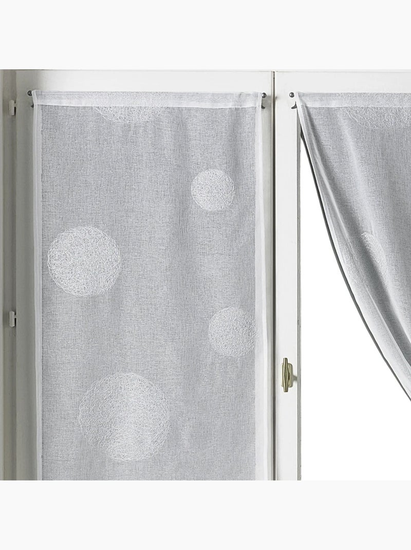 Paire de petits voilages brodés à gros ronds en fils lurex Argent - Kiabi