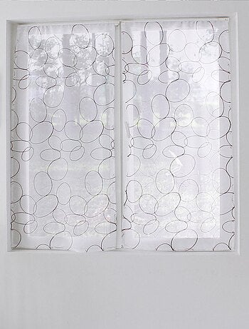 Paire de petits voilages brodés de sphères