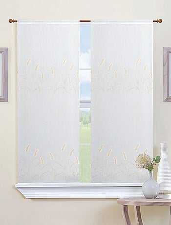 Paire de petits voilages brodés pour fenêtre