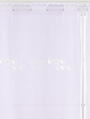 Paire de petits voilages de cuisine dentelle motif café latte