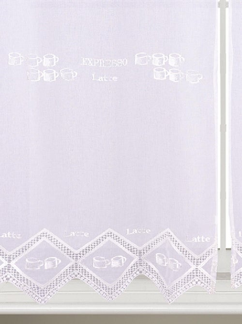 Paire de petits voilages de cuisine dentelle motif café latte - Kiabi