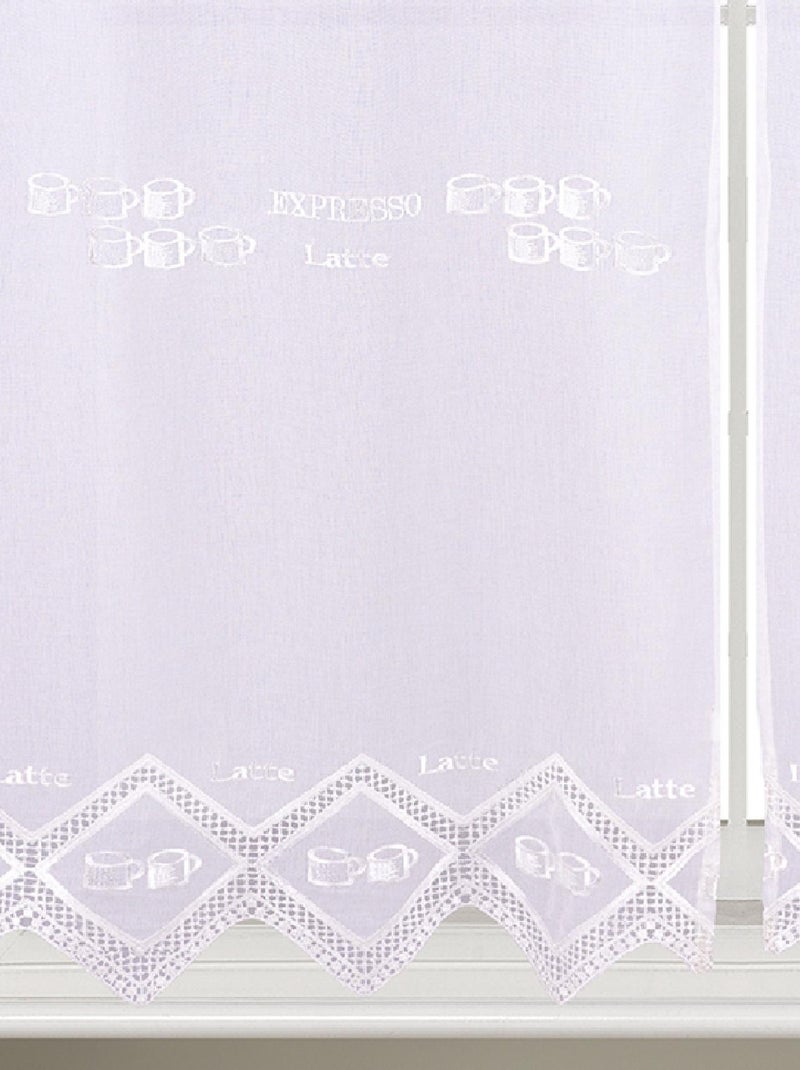 Paire de petits voilages de cuisine dentelle motif café latte Blanc - Kiabi