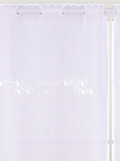 Paire de petits voilages de cuisine dentelle motif café latte - Kiabi