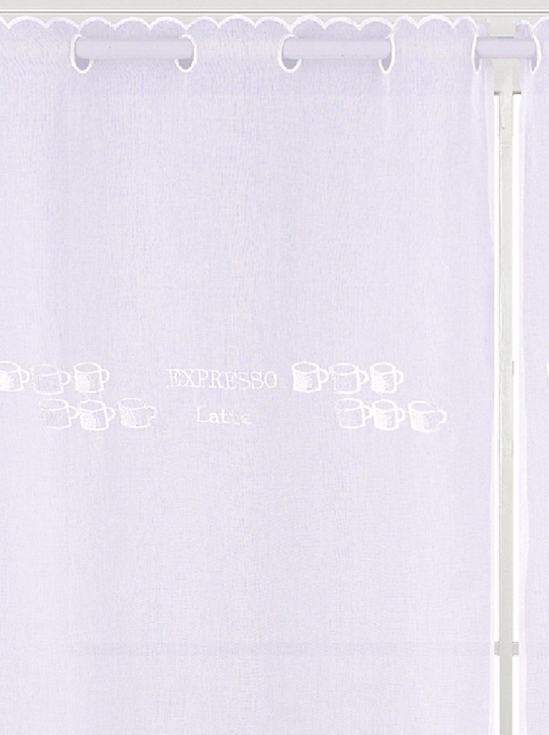 Paire de petits voilages de cuisine dentelle motif café latte Blanc - Kiabi