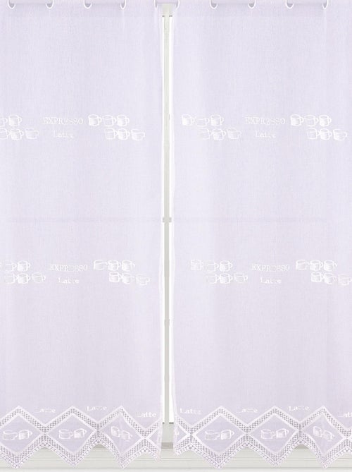 Paire de petits voilages de cuisine dentelle motif café latte - Kiabi