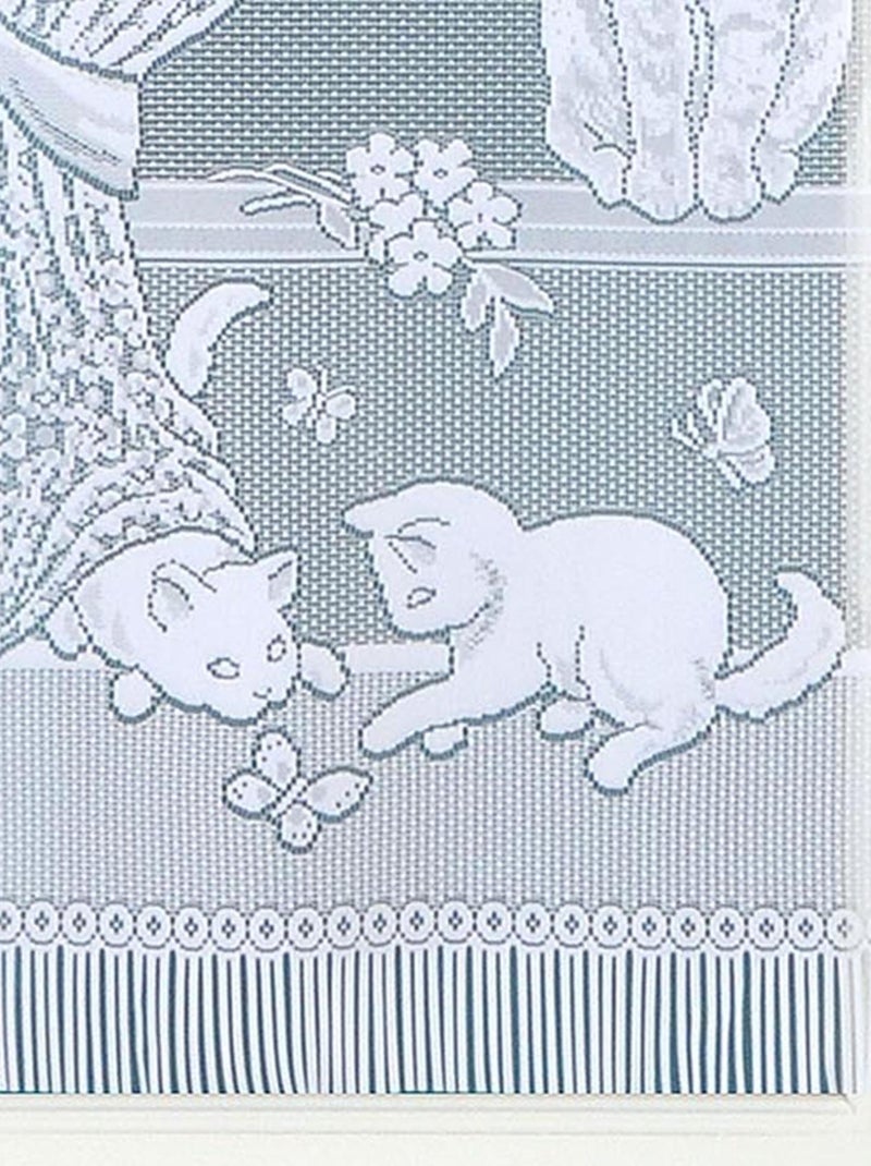 Paire de petits voilages dentelle chatons et franges Blanc - Kiabi