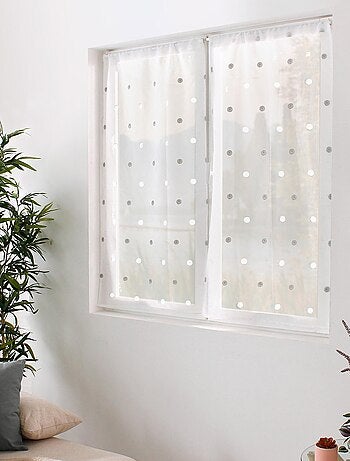 Paire de petits voilages droits à pois colorés