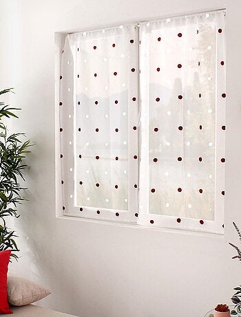 Paire de petits voilages droits à pois colorés