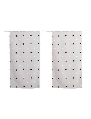 Paire de petits voilages droits à pois colorés