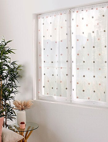 Paire de petits voilages droits à pois colorés