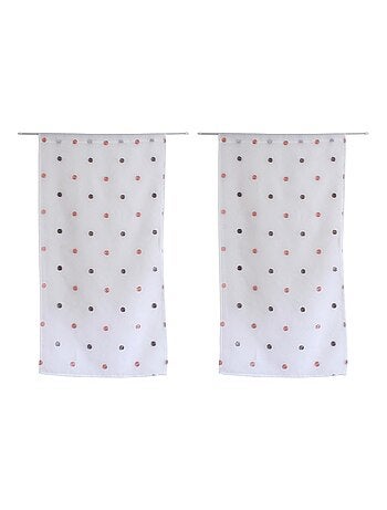 Paire de petits voilages droits à pois colorés