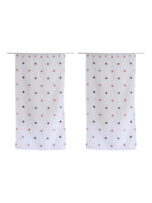 Paire de petits voilages droits à pois colorés - Kiabi