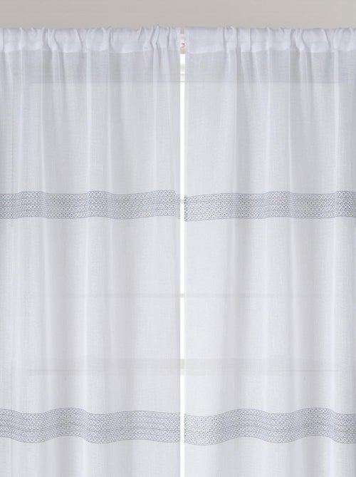 Paire de petits voilages droits à rayures - Kiabi