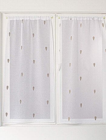 Paire de petits voilages droits brodés de gouttes