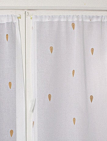 Paire de petits voilages droits brodés de gouttes