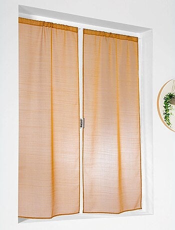 Paire de petits voilages droits en étamine givrée