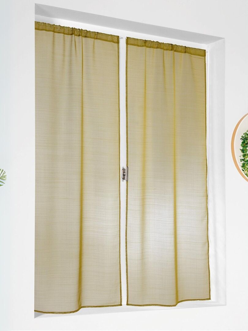 Lot De 2 Petits Voilages En Pointe Vert Anis 45x90cm - Store à Pattes Pour Fenêtre