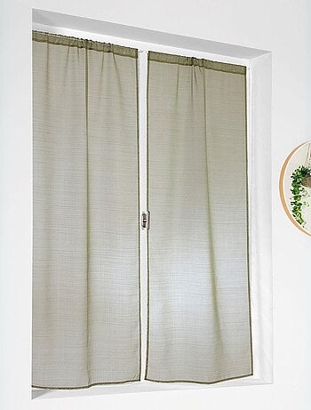 Paire de petits voilages droits en étamine givrée