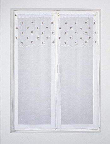 Paire de petits voilages droits sablés avec top à coeurs