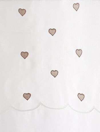 Paire de petits voilages droits sablés avec top à coeurs