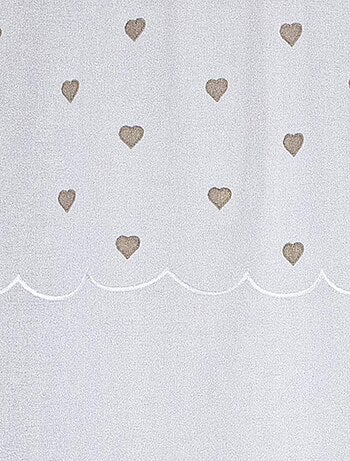 Paire de petits voilages droits sablés avec top à coeurs