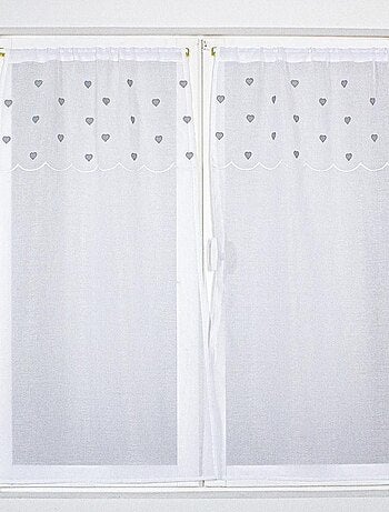 Paire de petits voilages droits sablés avec top à coeurs